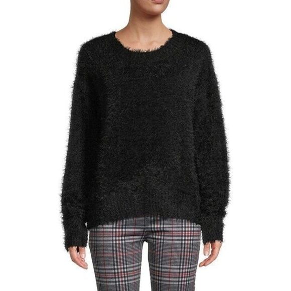 SANCTUARY Popcorn Crewneck Sweater L Black - Picture 1 of 5